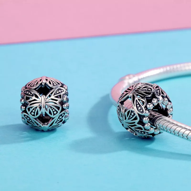 (afbeelding voor) Pandora Style Vintage vlinder Bedel - SCC491 - Bekijken 4