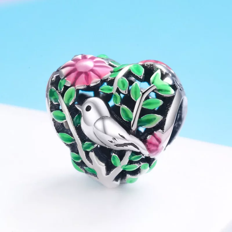 (afbeelding voor) Pandora Style Vogel en blad met grote snavel Bedel - SCC647 - Bekijken 3