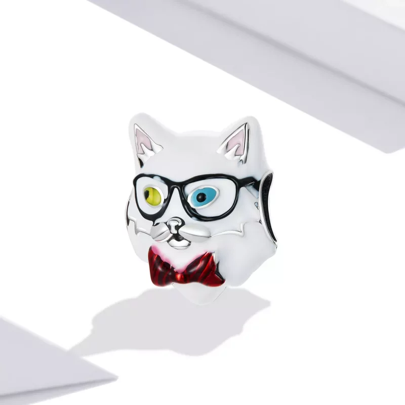 (afbeelding voor) Pandora Style Witte Kat Bedel - SCC2093 - Bekijken 2