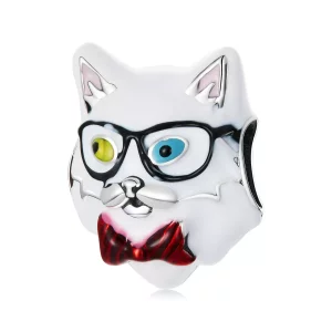 (afbeelding voor) Pandora Style Witte Kat Bedel - SCC2093