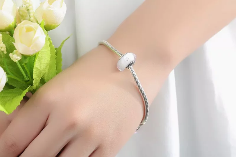 (afbeelding voor) Pandora Style Witte Murano Glas Roze Stenen Bedel - SCZ004 - Bekijken 10