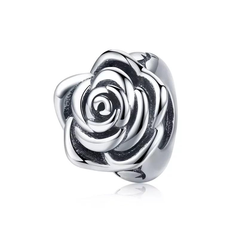 (afbeelding voor) Pandora Style witte roos Bedel - SCC1101