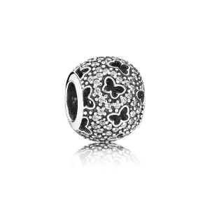 (afbeelding voor) PANDORA Abstract Micro Pave Silver Bedel With Cubic Zirconia And Cut-Out Butterflies - 791482CZ