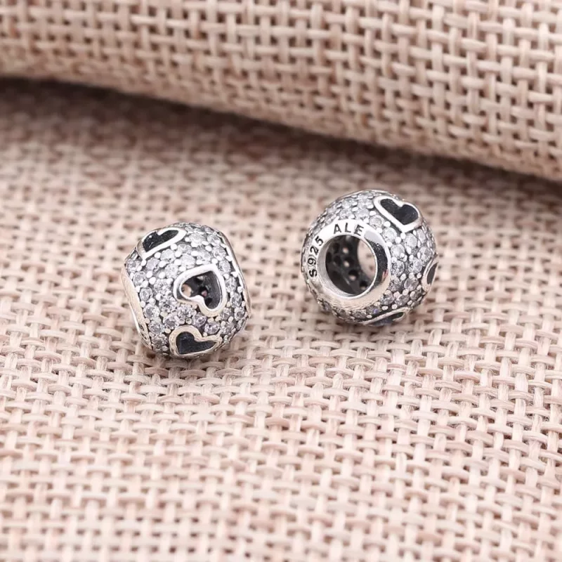 (afbeelding voor) PANDORA Abstract Pave Silver Bedel With Cubic Zirconia And Cut-Out Hearts - 7914 - Bekijken 2