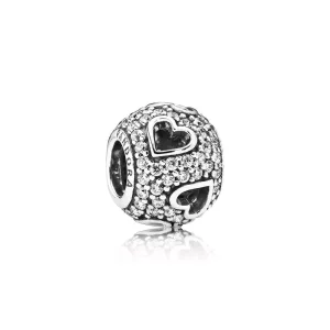 (afbeelding voor) PANDORA Abstract Pave Silver Bedel With Cubic Zirconia And Cut-Out Hearts - 791426CZ
