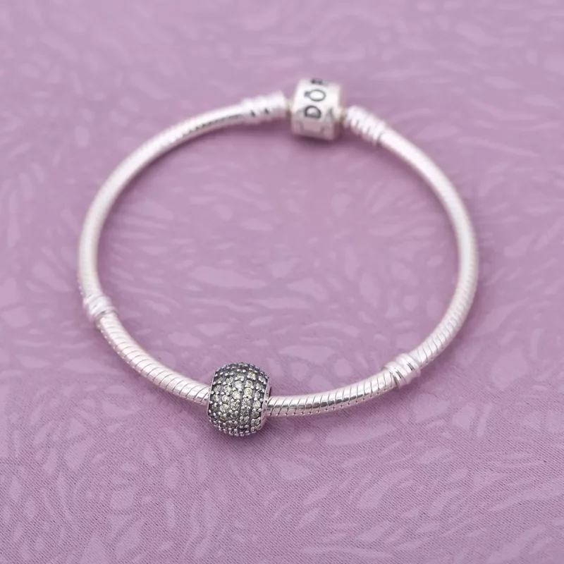 (afbeelding voor) PANDORA Abstract Pave Silver Bedel With Fancy Golden Coloured Cubic Zirconia - 7 - Bekijken 2