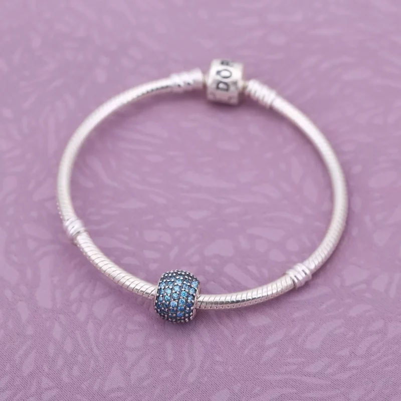 (afbeelding voor) PANDORA Abstract Pave Silver Bedel With Teal Cubic Zirconia - 791051MCZ - Bekijken 2