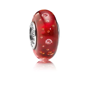 PANDORA Abstract Silver Bedel In Red Murano Glass And Cubic Zirconia - 791631CZ (afbeelding voor) PANDORA Abstract Silver Bedel In Red Murano Glass And Cubic Zirconia - 791631CZ