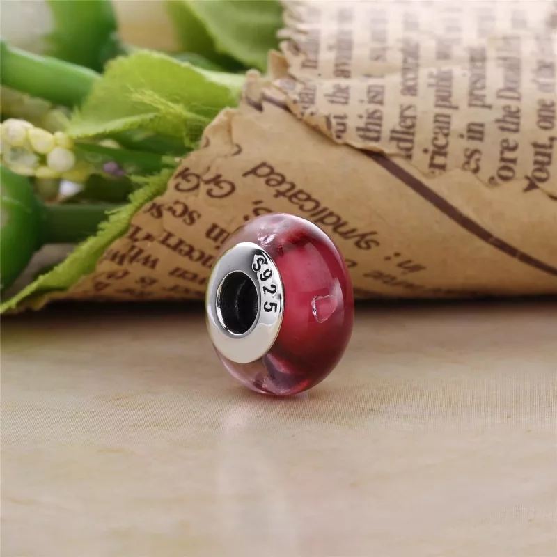 (afbeelding voor) PANDORA Abstract Silver Bedel With Pink Murano Glass And Pink Cubic Zirconia - 7 - Bekijken 2
