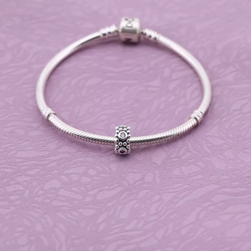 (afbeelding voor) PANDORA Abstract Silver Spacer With Pink Cubic Zirconia - 791122PCZ - Bekijken 2