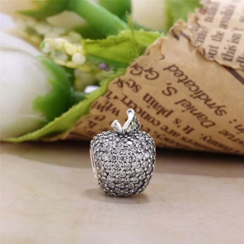 (afbeelding voor) PANDORA Apple Pave Silver Bedel With Fancy Red Cubic Zirconia And Light Green Cr - Bekijken 2