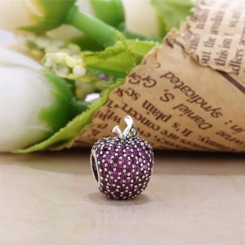 (afbeelding voor) PANDORA Apple Pave Silver Bedel With Fancy Red Cubic Zirconia And Light Green Cr - Bekijken 3