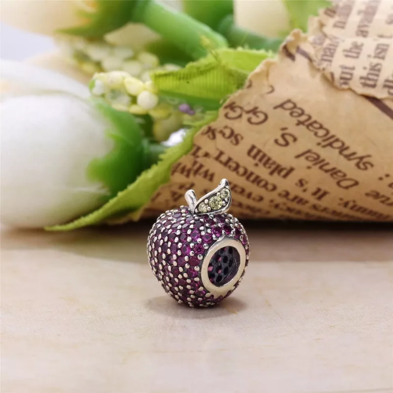 (afbeelding voor) PANDORA Apple Pave Silver Bedel With Fancy Red Cubic Zirconia And Light Green Cr - Bekijken 4