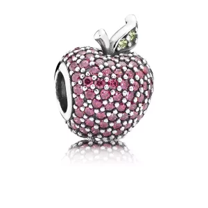 (afbeelding voor) PANDORA Apple Pave Silver Bedel With Fancy Red Cubic Zirconia And Light Green Crystal - 791485Cfr