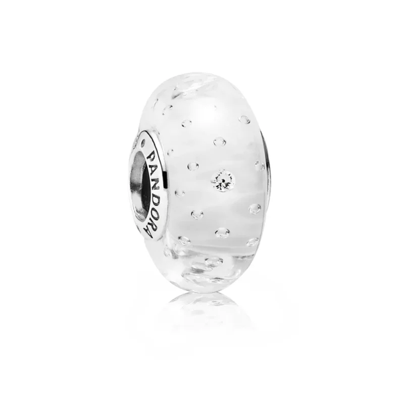 (afbeelding voor) PANDORA Bedel Van Wit Muranoglas Met Bruiseffect 791617CZ