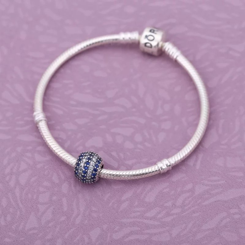 (afbeelding voor) PANDORA Blue Nautical Pavé Stripe Bedel - 791172Ncb - Bekijken 2