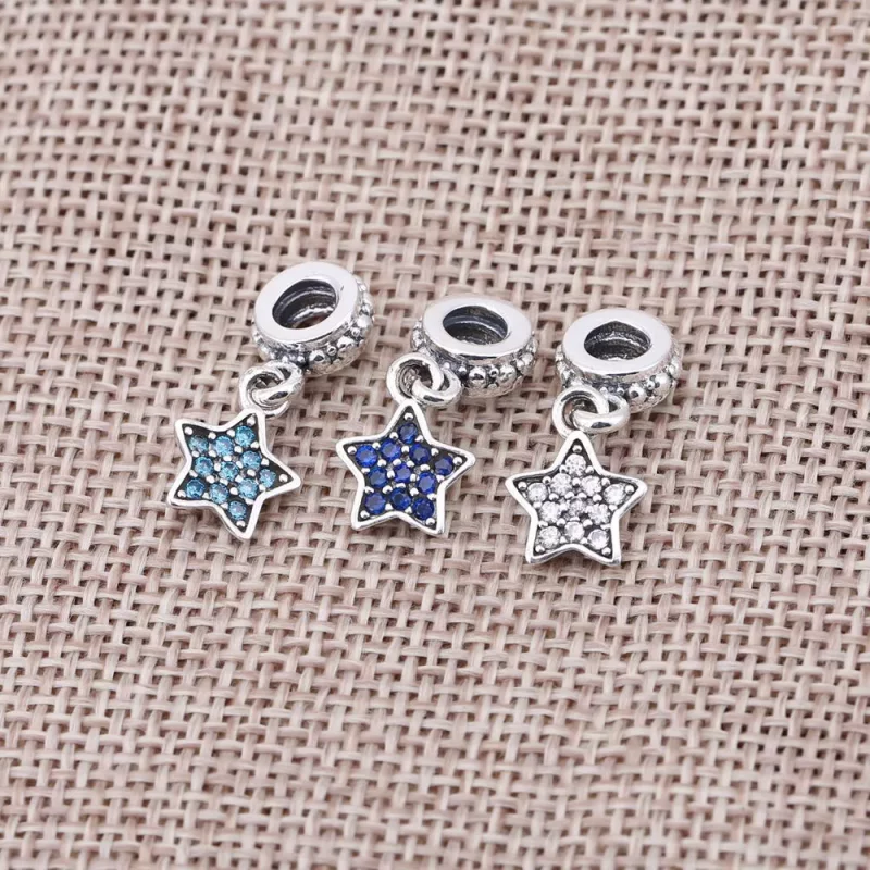 (afbeelding voor) PANDORA Blue Star Pavé Dangle Bedel - 791024CZb - Bekijken 3