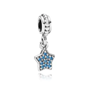 (afbeelding voor) PANDORA Blue Star Pavé Dangle Bedel - 791024CZb
