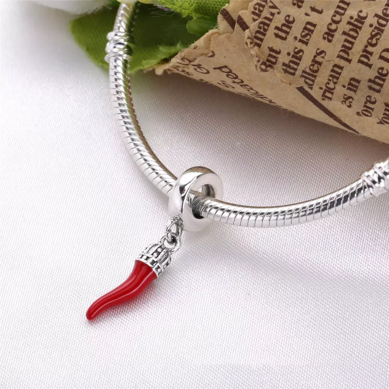 (afbeelding voor) PANDORA Corno Good Luck Silver Dangle With Red Enamel - 791361En09 - Bekijken 3