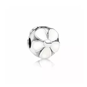 (afbeelding voor) PANDORA Daisies Silver Clip With White Enamel - 791259En12