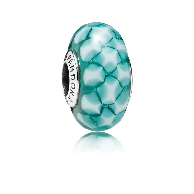 (afbeelding voor) PANDORA Decorative Silver Bedel With Teal Murano Glass - 791625