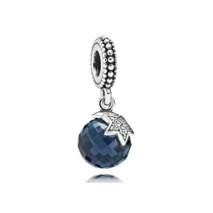 (afbeelding voor) PANDORA Faceted Silver Dangle With Midnight Blue Crystal And Cubic Zirconia - 791392Nbc