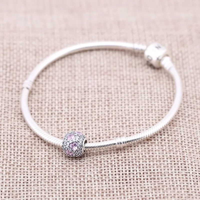 (afbeelding voor) PANDORA Fancy Pink Heart Pavé Ball Bedel - 791249CZs - Bekijken 2