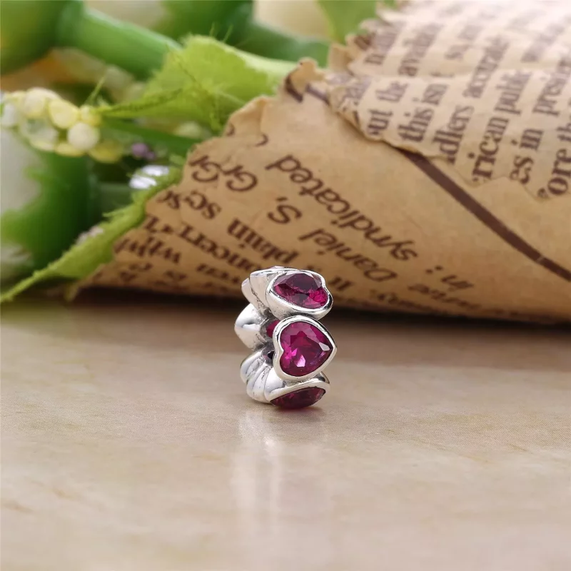 (afbeelding voor) PANDORA Fancy Pink Sparkling Hearts Spacer - 791252CZs - Bekijken 4