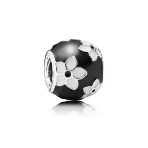 (afbeelding voor) PANDORA Floral Silver Bedel With Black And White Enamel - 791398ENMX