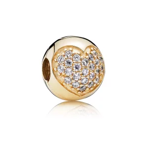 (afbeelding voor) Pandora Gouden Goud Pavé Hart Clip 750832CZ