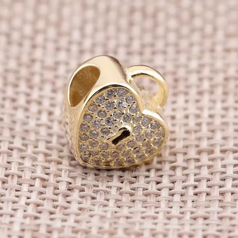 (afbeelding voor) Pandora Gouden Gouden Hartslot Bedel 750833CZ - Bekijken 3