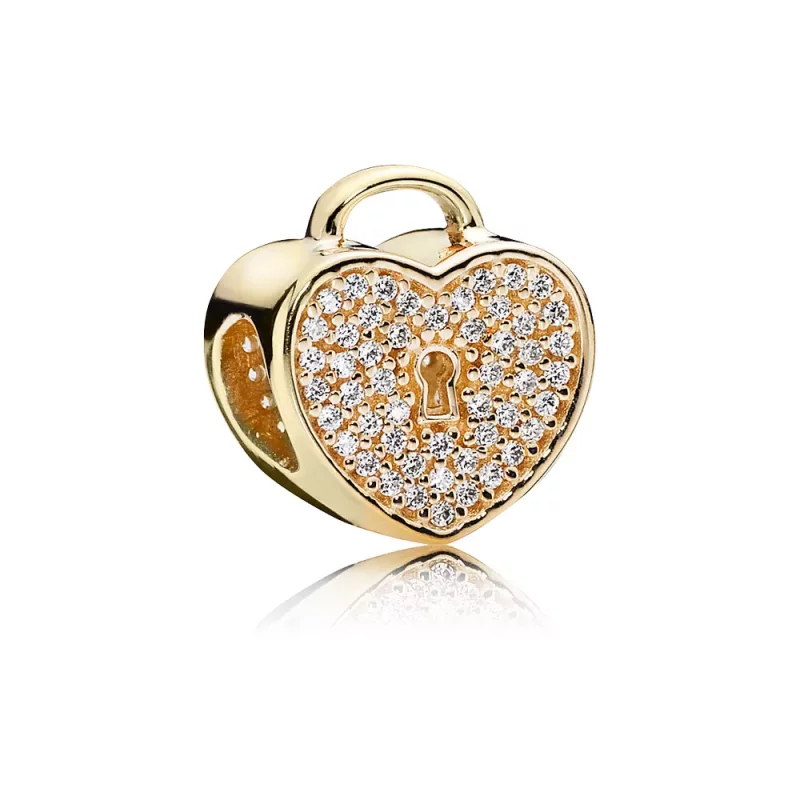 (afbeelding voor) Pandora Gouden Gouden Hartslot Bedel 750833CZ