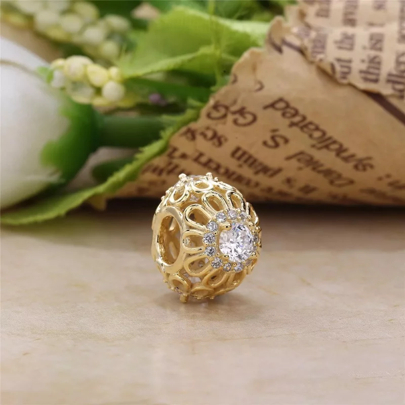 (afbeelding voor) Pandora Gouden & Zilveren Bloemen Schittering Bedel 750836CZ - Bekijken 2
