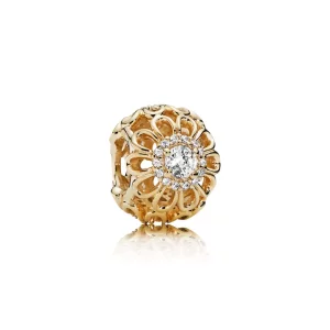 (afbeelding voor) Pandora Gouden & Zilveren Bloemen Schittering Bedel 750836CZ