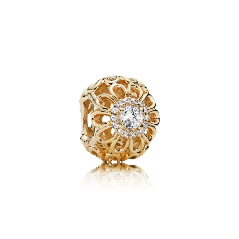 (afbeelding voor) Pandora Gouden & Zilveren Bloemen Schittering Bedel 750836CZ
