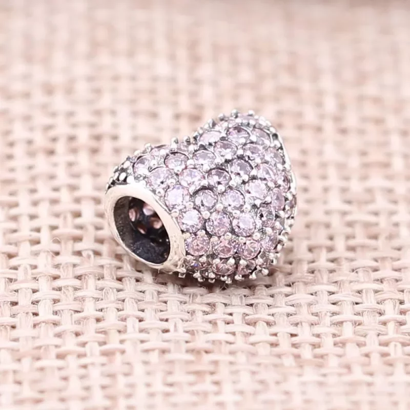 (afbeelding voor) PANDORA Heart Pave Silver Bedel With Pink Cubic Zirconia - 791052PCZ - Bekijken 2
