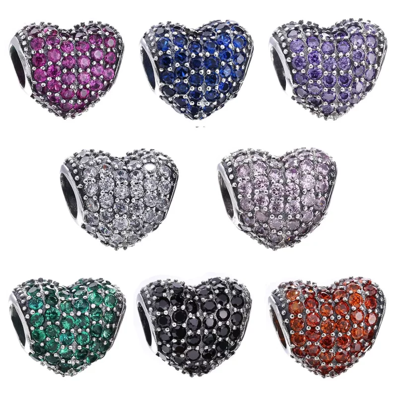 (afbeelding voor) PANDORA Heart Pave Silver Bedel With Pink Cubic Zirconia - 791052PCZ - Bekijken 3