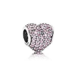 (afbeelding voor) PANDORA Heart Pave Silver Bedel With Pink Cubic Zirconia - 791052PCZ