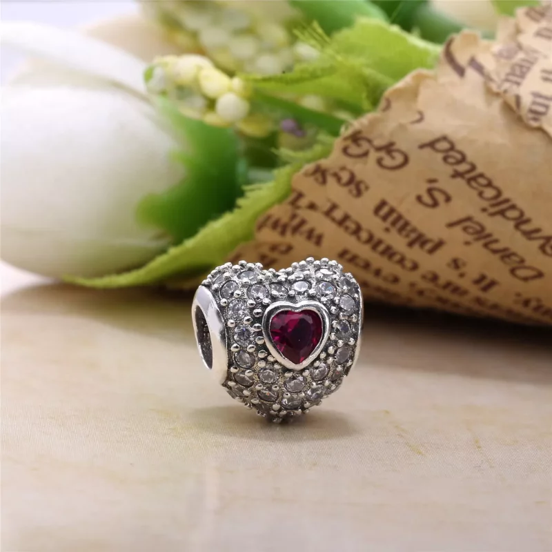 (afbeelding voor) PANDORA Heart Silver Bedel With Pave-Set Cubic Zirconia And Synthetic Rubies - 7 - Bekijken 4