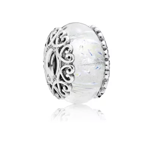 (afbeelding voor) PANDORA Iridescent White Glass Bedel 797617