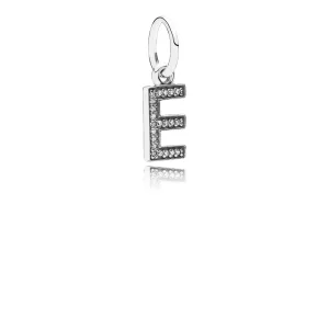 (afbeelding voor) PANDORA Letter E Silver Dangle With Cubic Zirconia - 791317CZ
