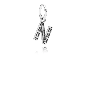 (afbeelding voor) PANDORA Letter N Silver Dangle With Cubic Zirconia - 791326CZ