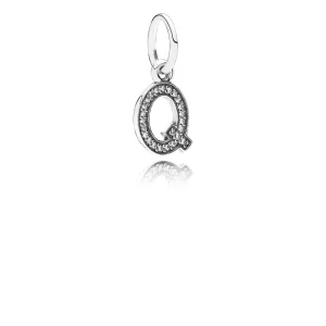 (afbeelding voor) PANDORA Letter Q Silver Dangle With Cubic Zirconia - 791329CZ