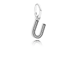 (afbeelding voor) PANDORA Letter U Silver Dangle With Cubic Zirconia - 791333CZ