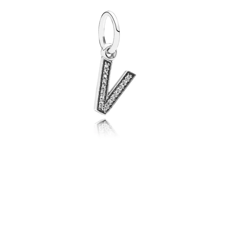 (afbeelding voor) PANDORA Letter V Silver Dangle With Cubic Zirconia - 791334CZ
