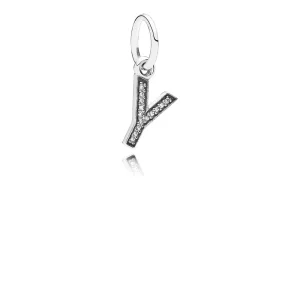 (afbeelding voor) PANDORA Letter Y Silver Dangle With Cubic Zirconia - 791337CZ