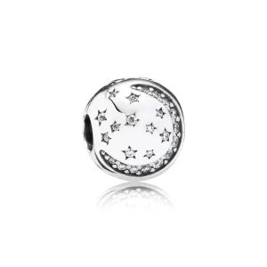 (afbeelding voor) PANDORA Moon And Stars Silver Clip With Cubic Zirconia - 791386CZ