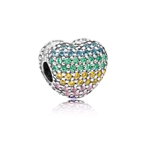 (afbeelding voor) PANDORA Multi-Colour Pavé Open My Heart Bedel
