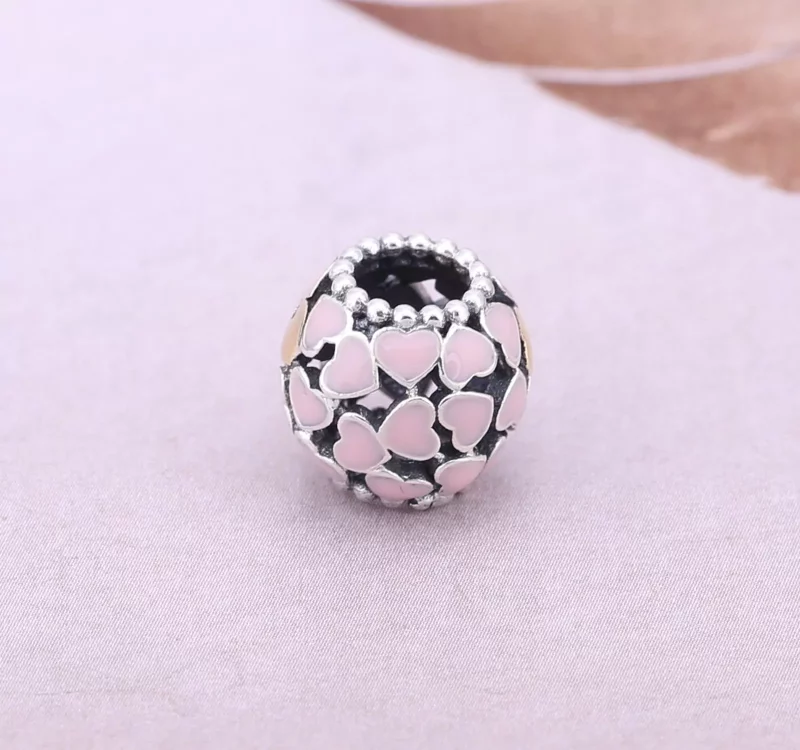 (afbeelding voor) PANDORA Openwork Heart Silver Bedel With 14K And Pink Enamel - 791283En40 - Bekijken 2