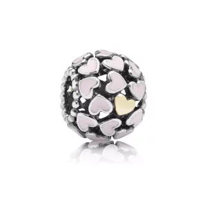 (afbeelding voor) PANDORA Openwork Heart Silver Bedel With 14K And Pink Enamel - 791283En40